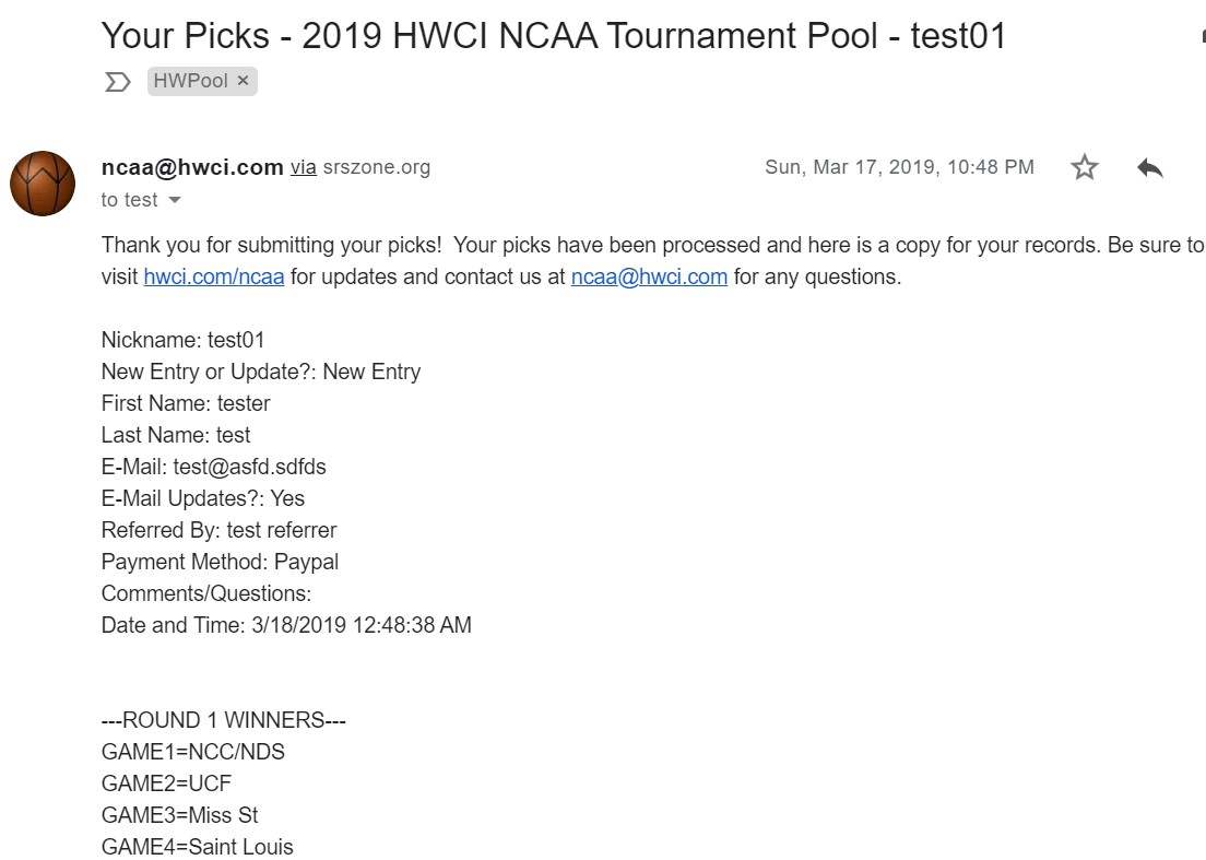 HWCI NCAA Entry Form Email
